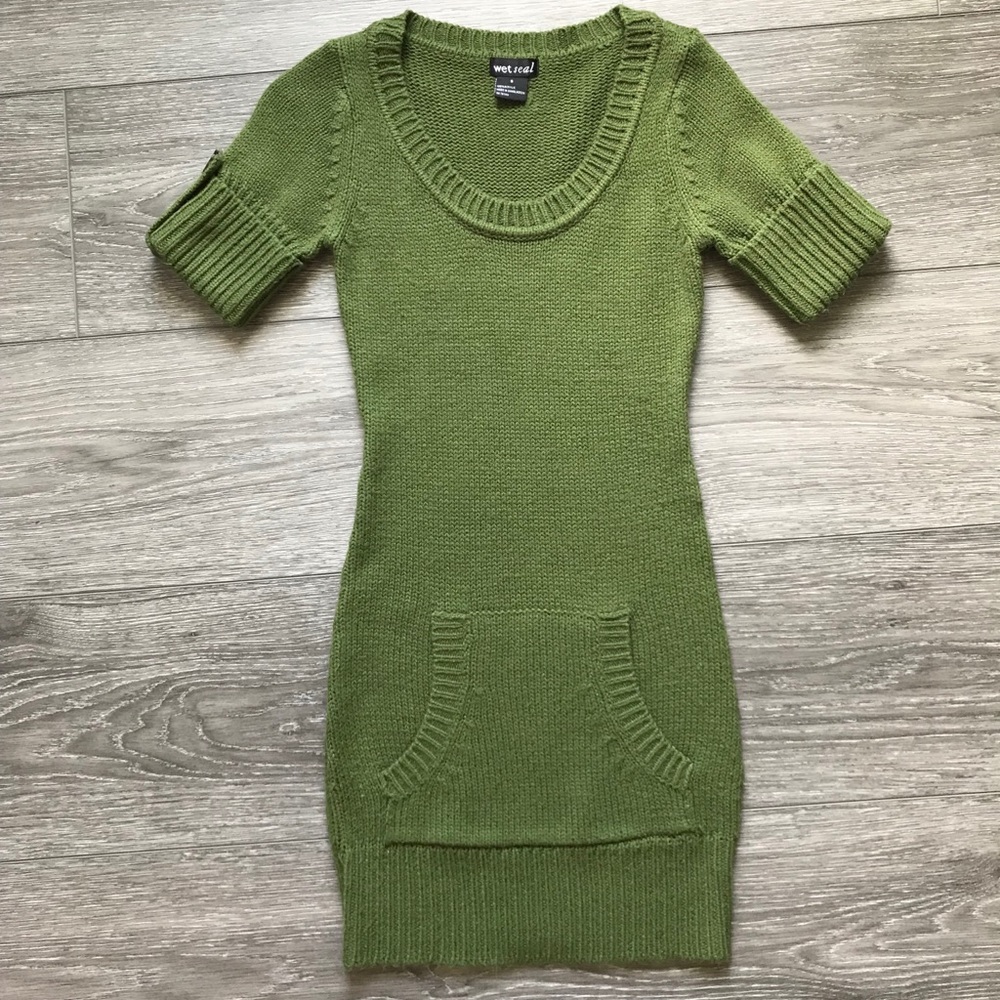 Wet Seal Olive Green Sweater Bodycon Dress